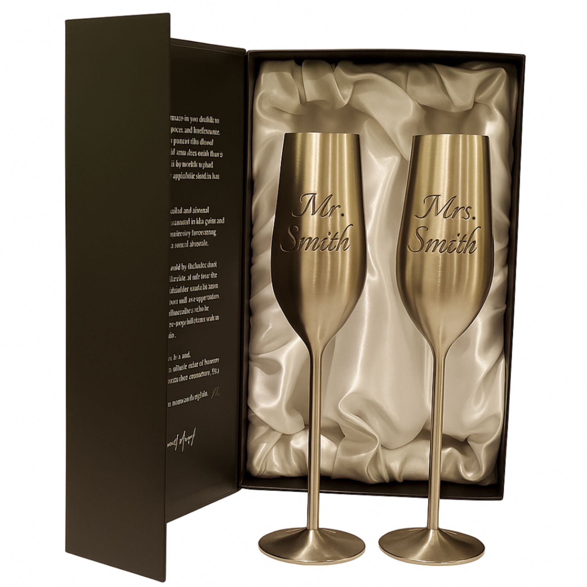 Silver Personalized Champagne Flutes Set of 2, 7.5 Ounces (221.80 ml)