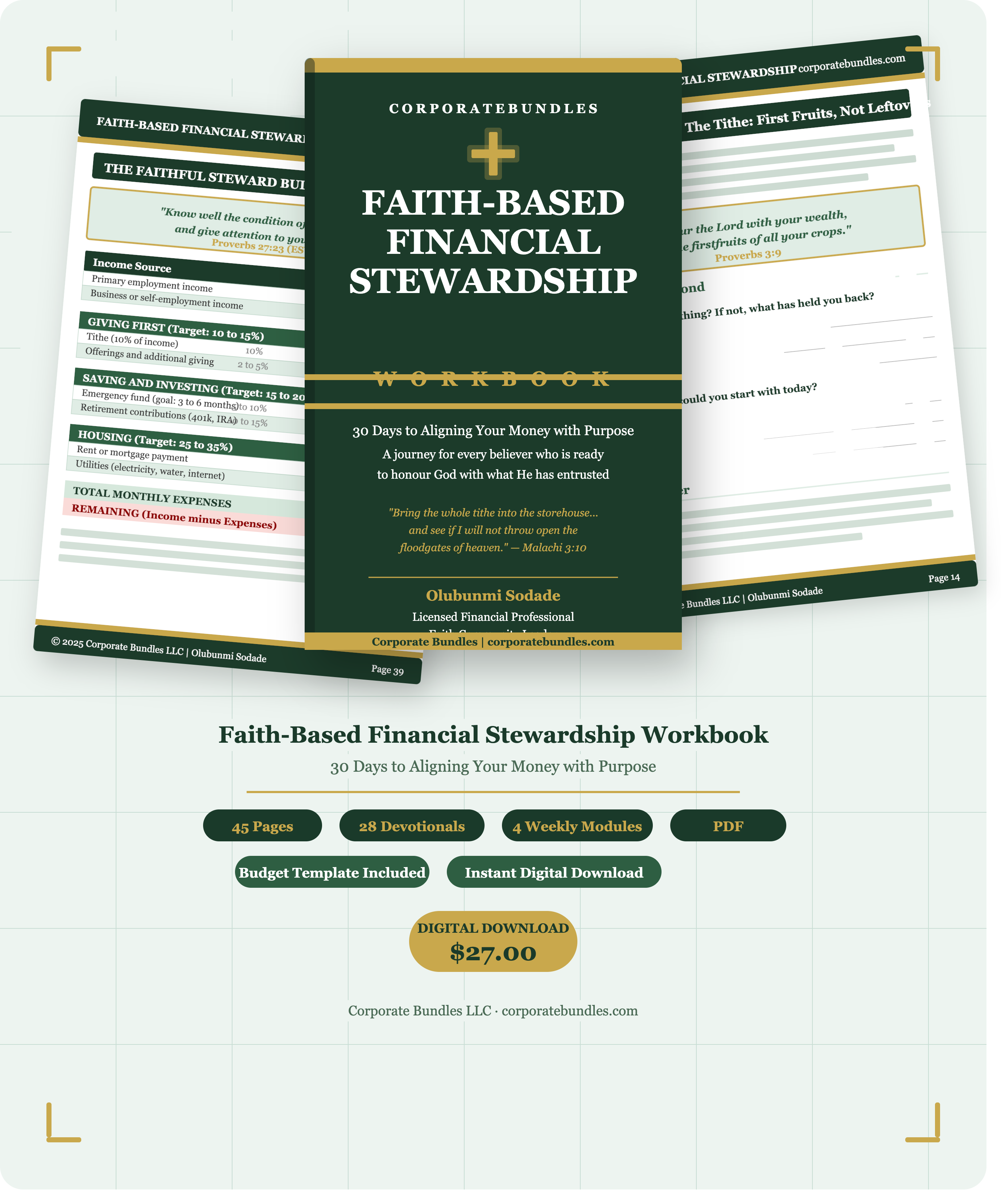 Faith-Based Financial Stewardship Workbook — 30 Days to Aligning Money with Purpose